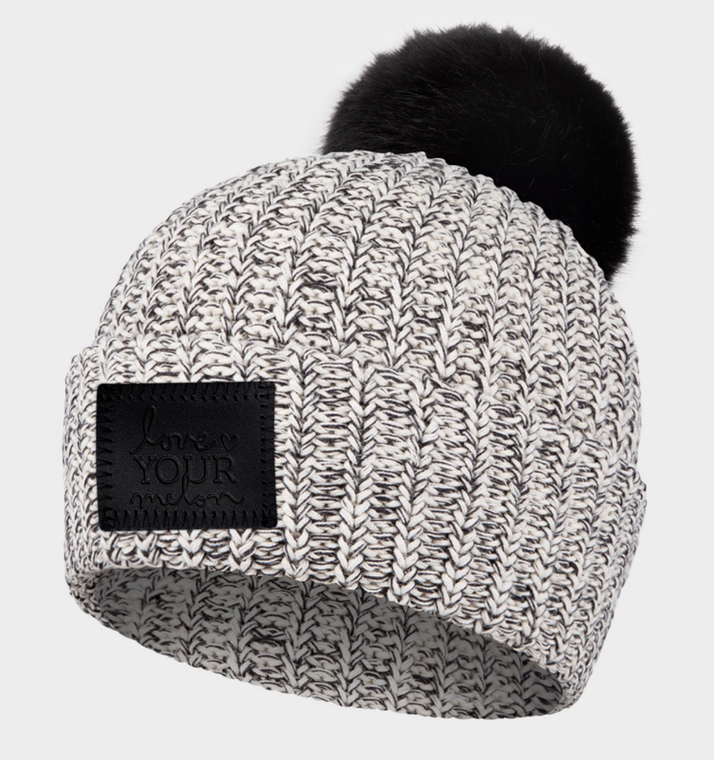 Love Your Melon Black Speckled Monochrome Pom Beanie