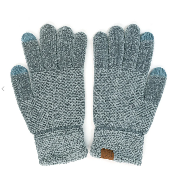 PINK FRIDAY DEAL: C.C. Steel Blue Chenille Touchscreen Gloves