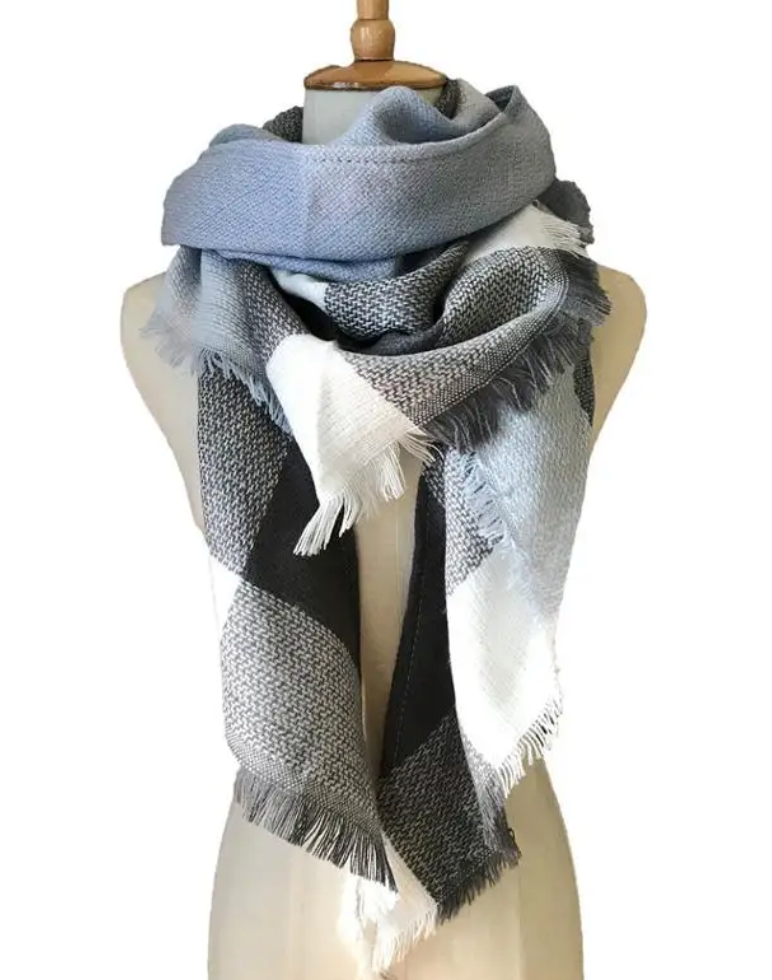 PINK FRIDAY DEAL:  Blue Grey Triangle Blanket Scarf