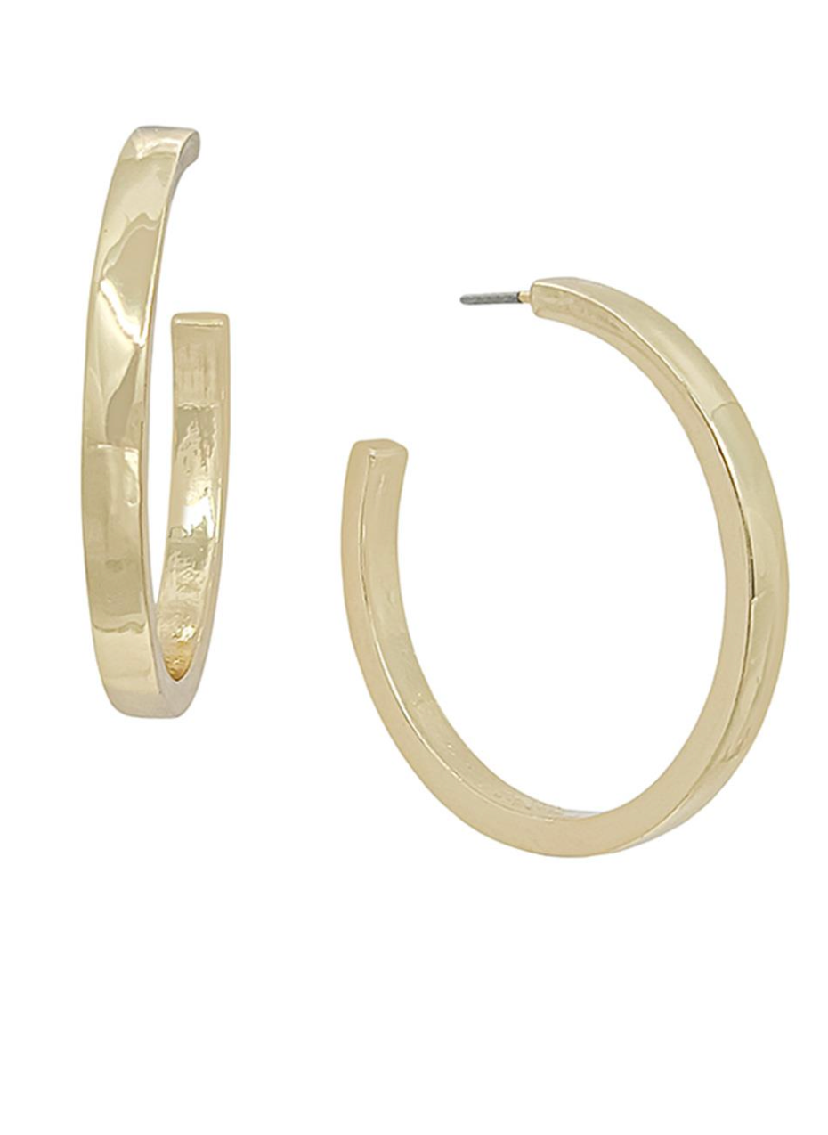 Thick Gold Metal Hoop Earring