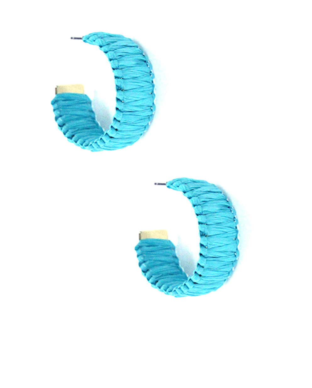 Turquoise Raffia Hoop Earrings - Final Sale