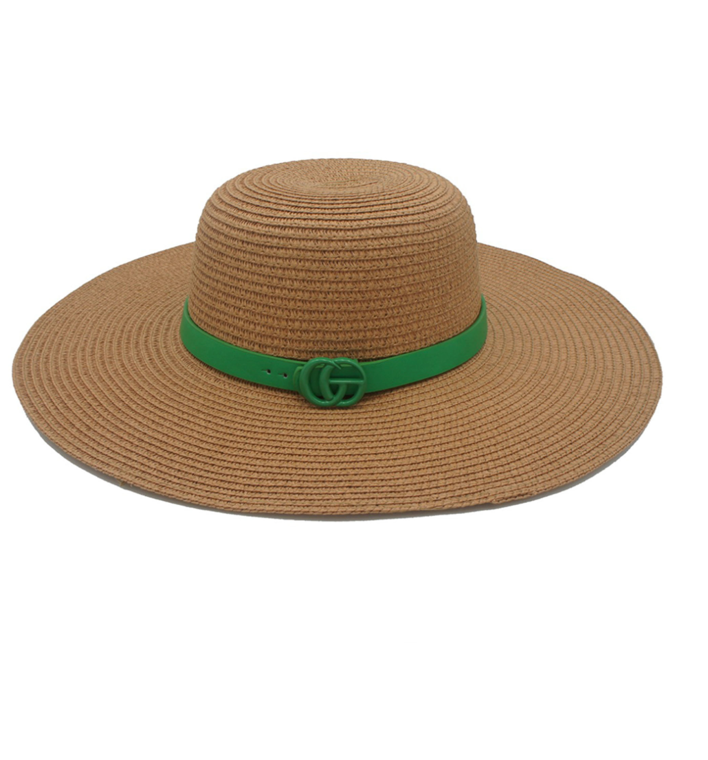 Color Coated GO Buckle Banded Summer Banded Floppy Hat