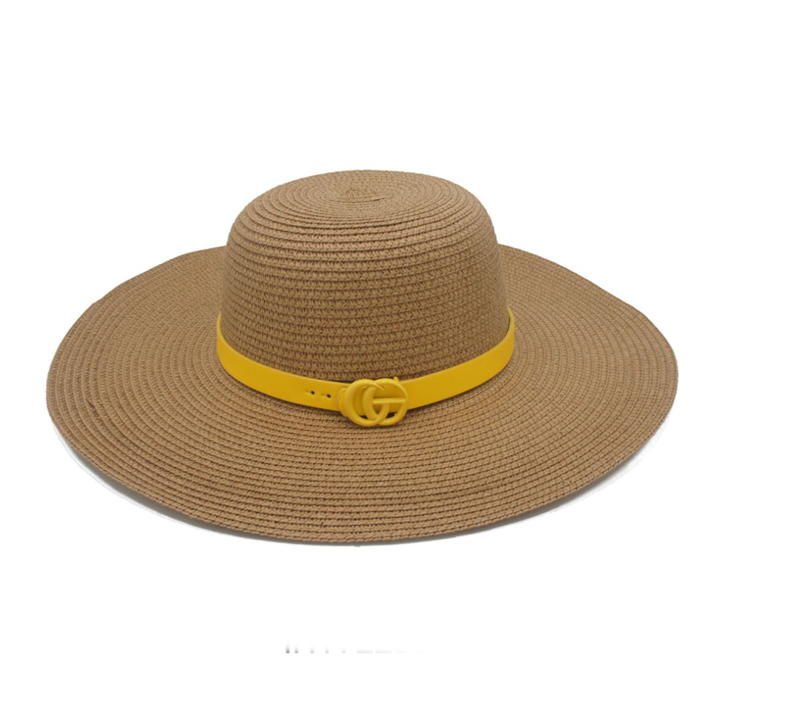 Color Coated GO Buckle Banded Summer Banded Floppy Hat