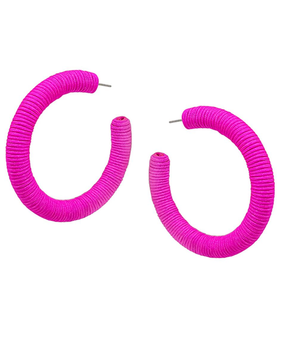 Thread Wrapped Round Hoop Earrings - Final Sale