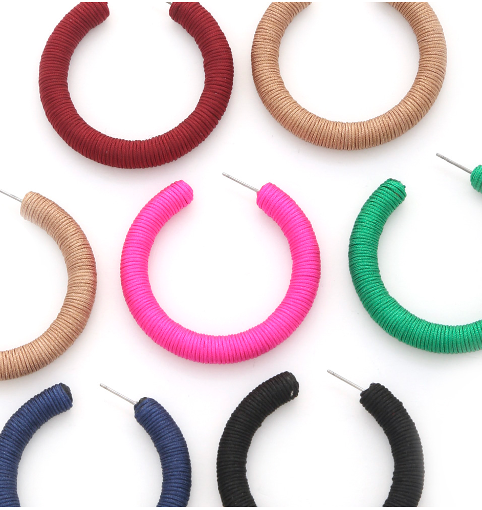 Thread Wrapped Round Hoop Earrings - Final Sale