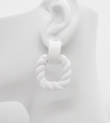 White Twisted Square Earrings