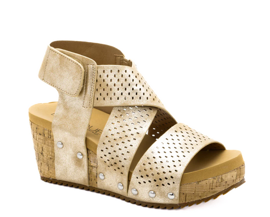 Corkys Guilty Pleasures Wedge- Gold - Final Sale