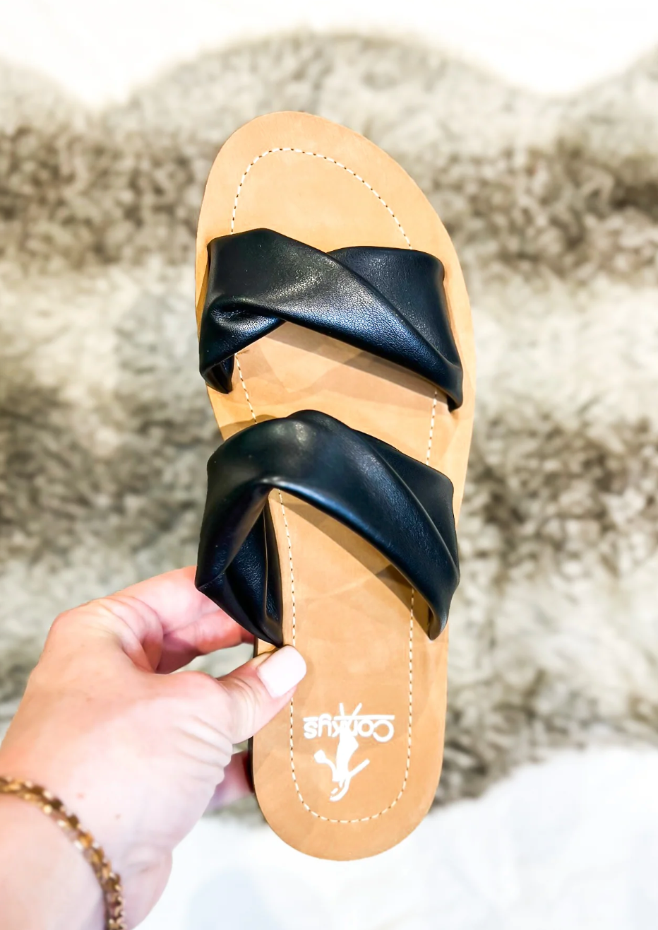 CORKYS With a Twist Black Sandals - Final Sale