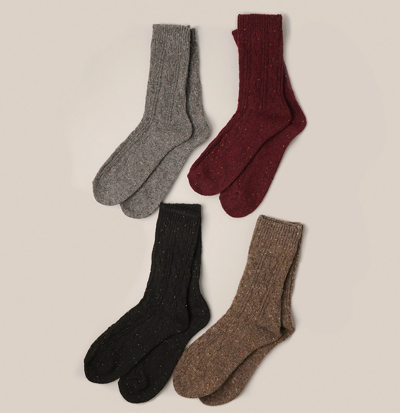 Women's Cable Knitted Wool Blend Crew Length Socks