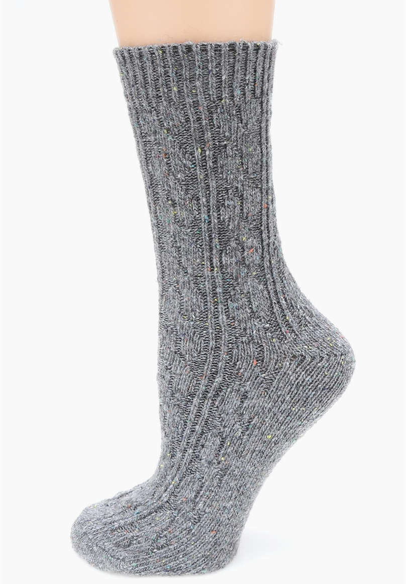 Women's Cable Knitted Wool Blend Crew Length Socks