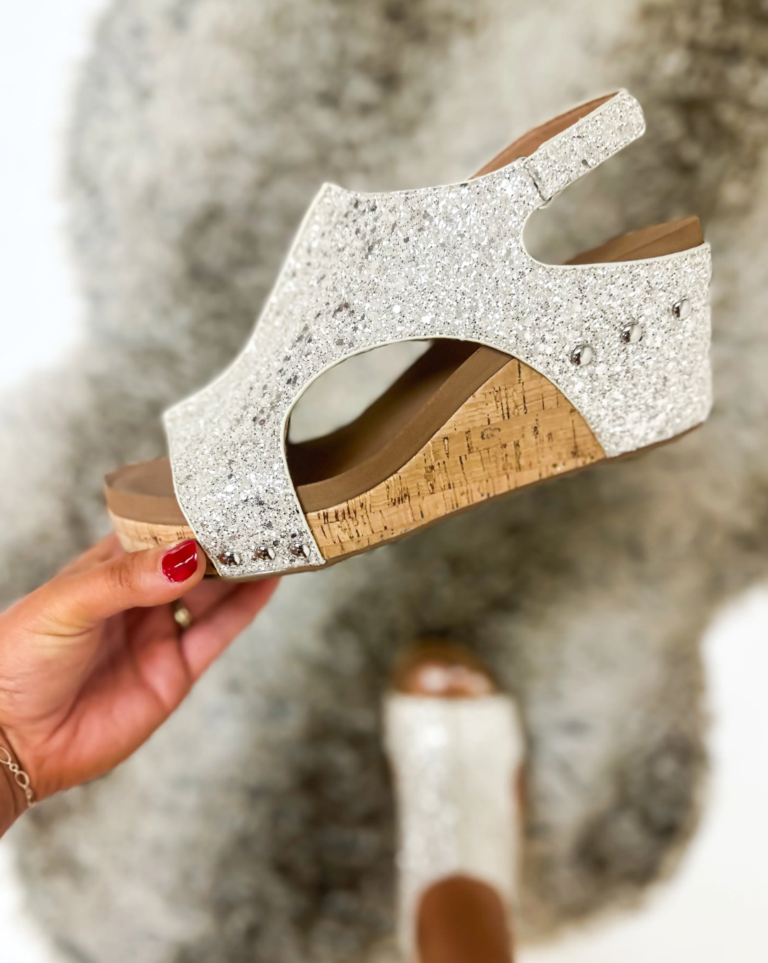 CORKYS Carley Beige Glitter Wedge *30A LIVE* (In-Stock)*