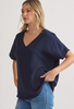 Solid V-Neck Short Sleeve Top - Final Sale