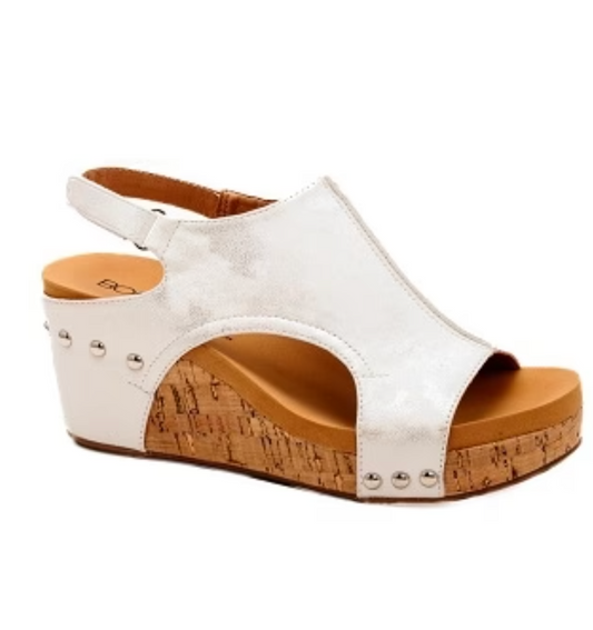 CORKYS Carley White Metallic Wedge *