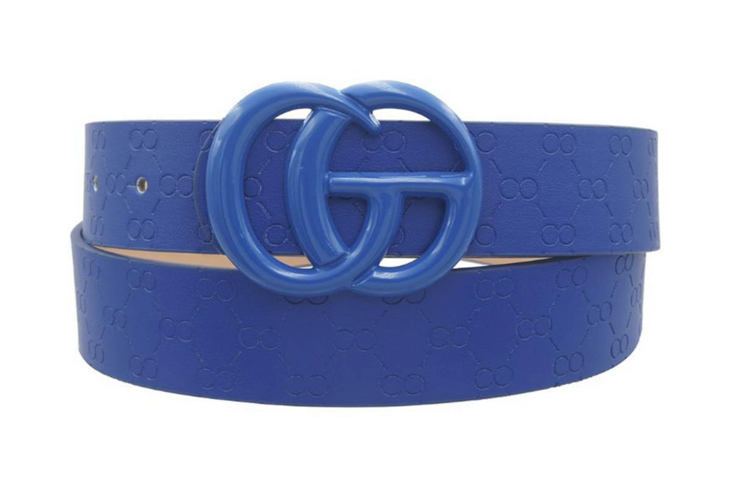 Royal Blue GO Buckle Embossed Print Belt