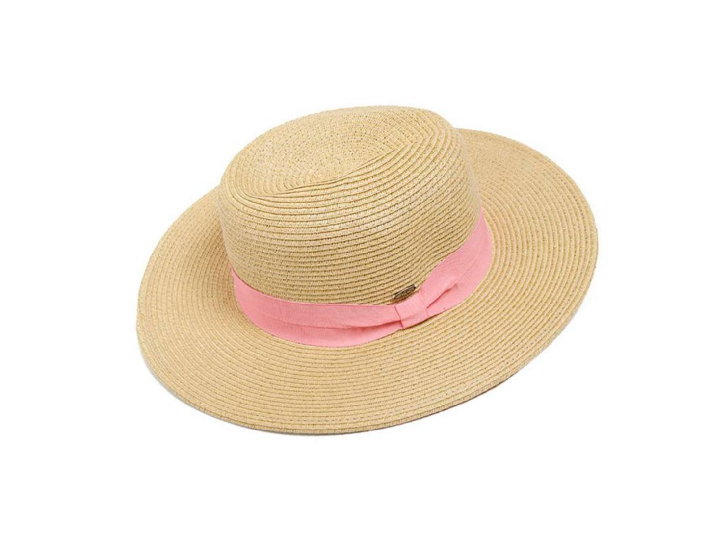 Dark Natural CC Panama Hat w/ Coral Band