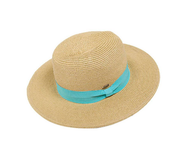 Dark Natural CC Panana Hat w/ Mint Color Band - Final Sale