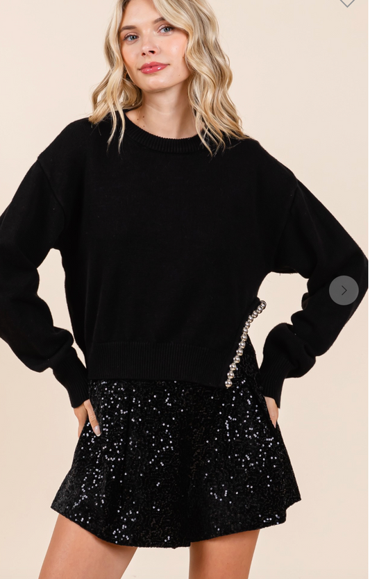 Metal Pearl Beaded Knit Sweater * LAS VEGAS LIVE PREORDER