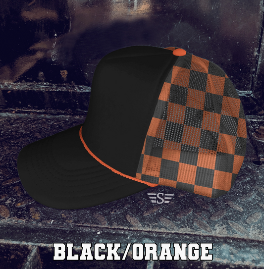 Checkered Mesh Back Foam Trucker Cap**