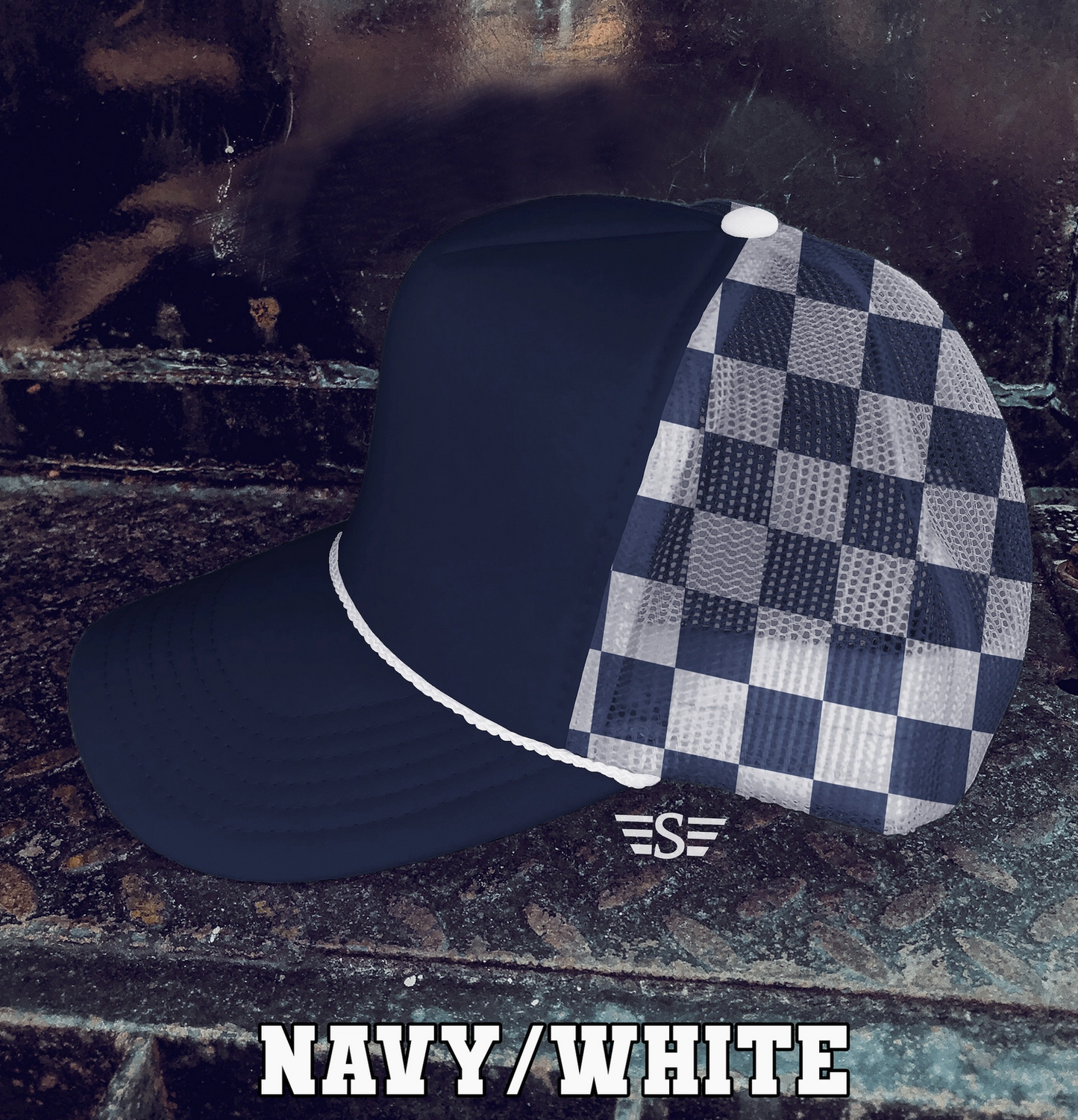 Checkered Mesh Back Foam Trucker Cap