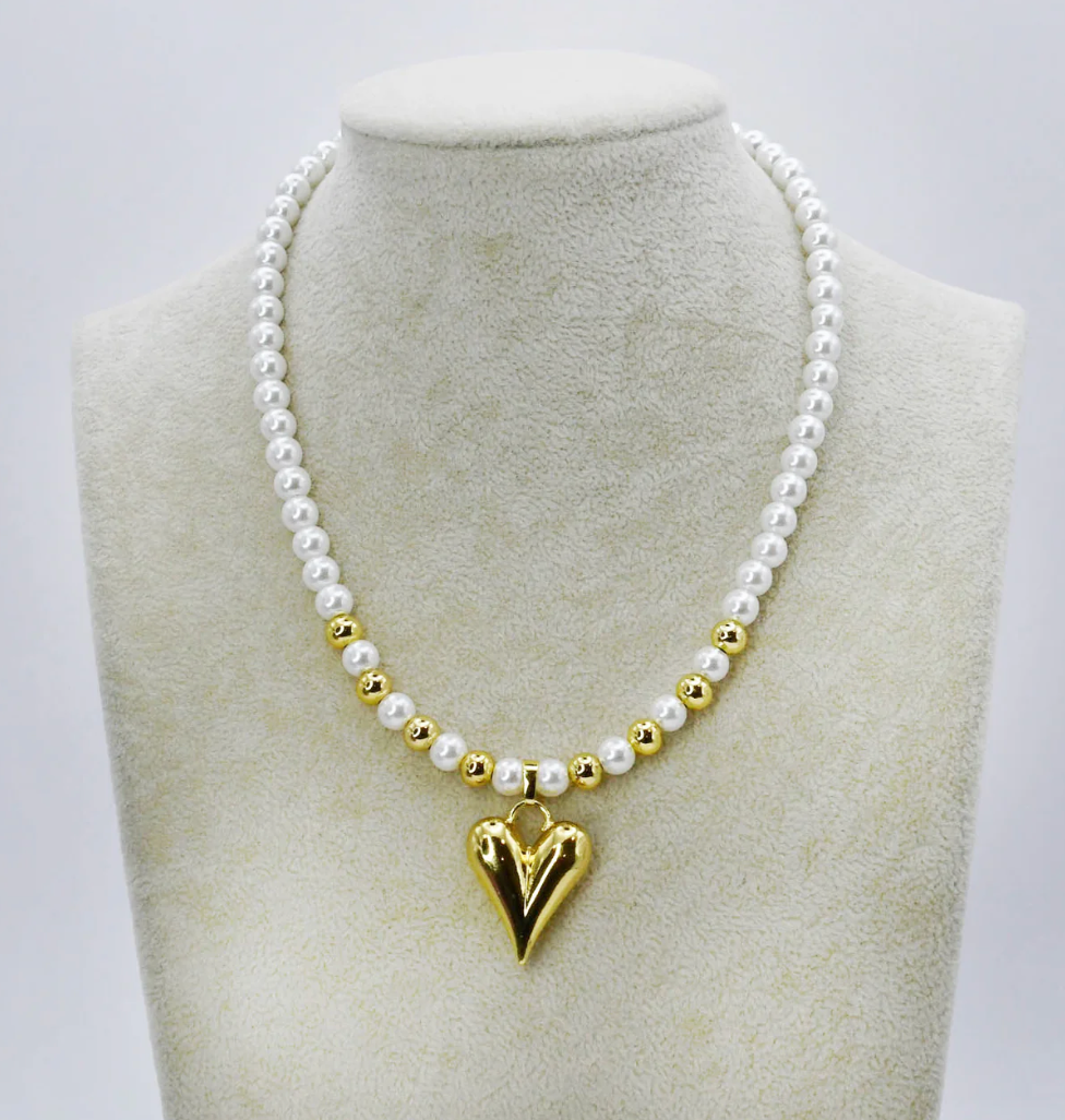 Pearly Teardrop Heart Necklace *30A OCTOBER LIVE PREORDER