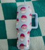 Pink Santa Hats Blue Stainless Steel Tumbler | KATYDID