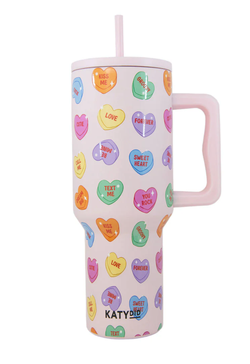 Candy Heart Valentine Tumbler Cup w/ Handle | KATYDID*