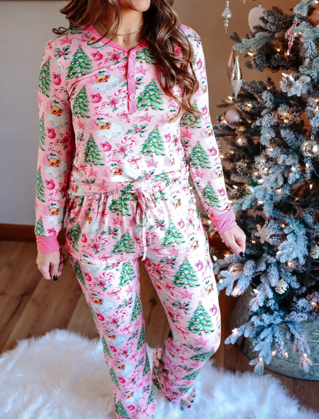 Pink Santa Jogger Pajama Set