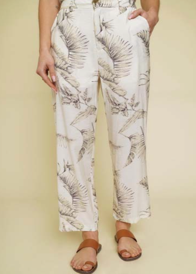 Tropical Print Straight Leg Pants | MYSTREE *30A JANUARY PREORDER