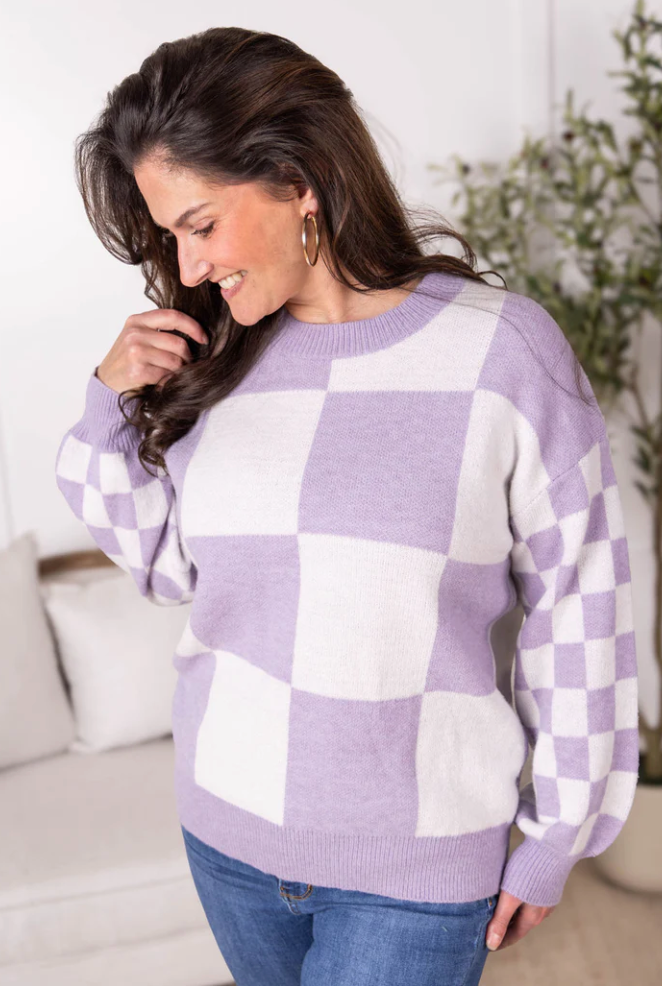 Checker Pullover Sweater | MICHELLE MAE *PREORDER