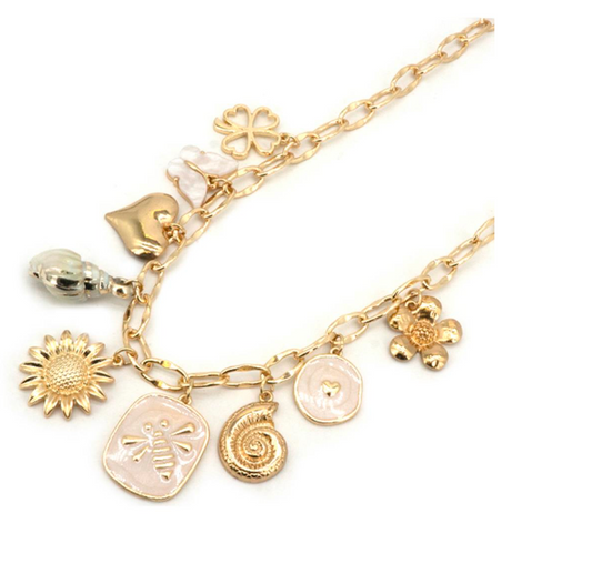 Flower Multi Charm Necklace