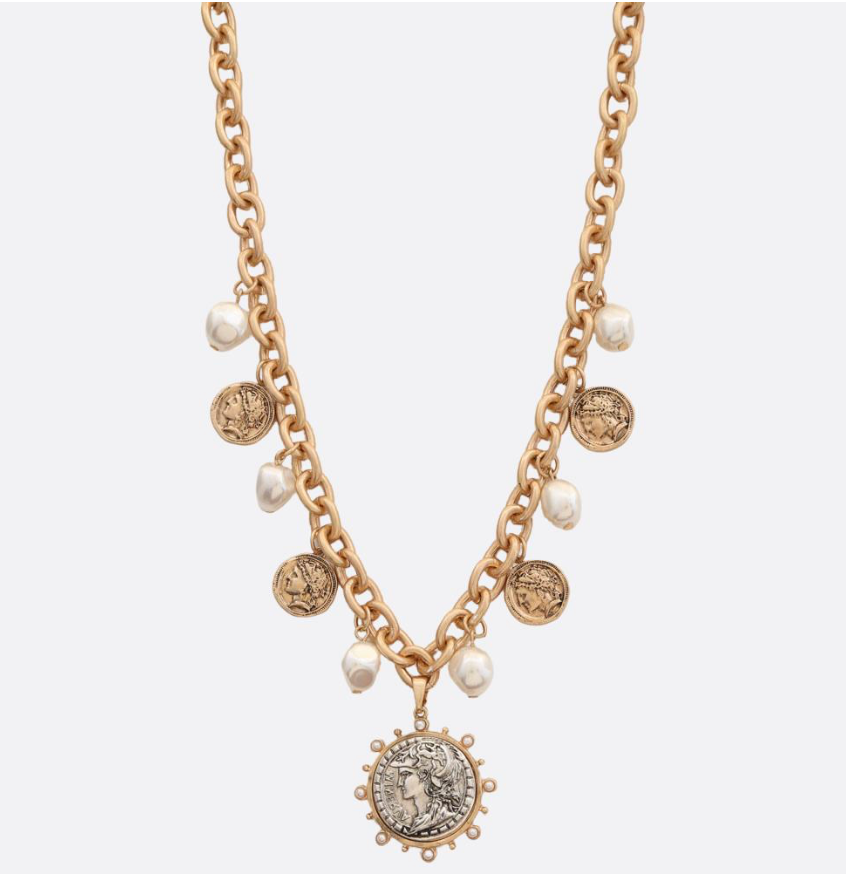 Coin Medallion Charm Necklace