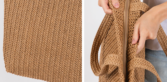 Solid Taupe Crochet Tote Bag