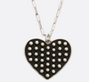 Studded Heart Metal Pendant Necklace