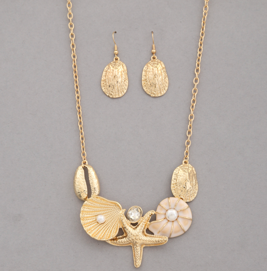 Starfish Seashell Charm Necklace