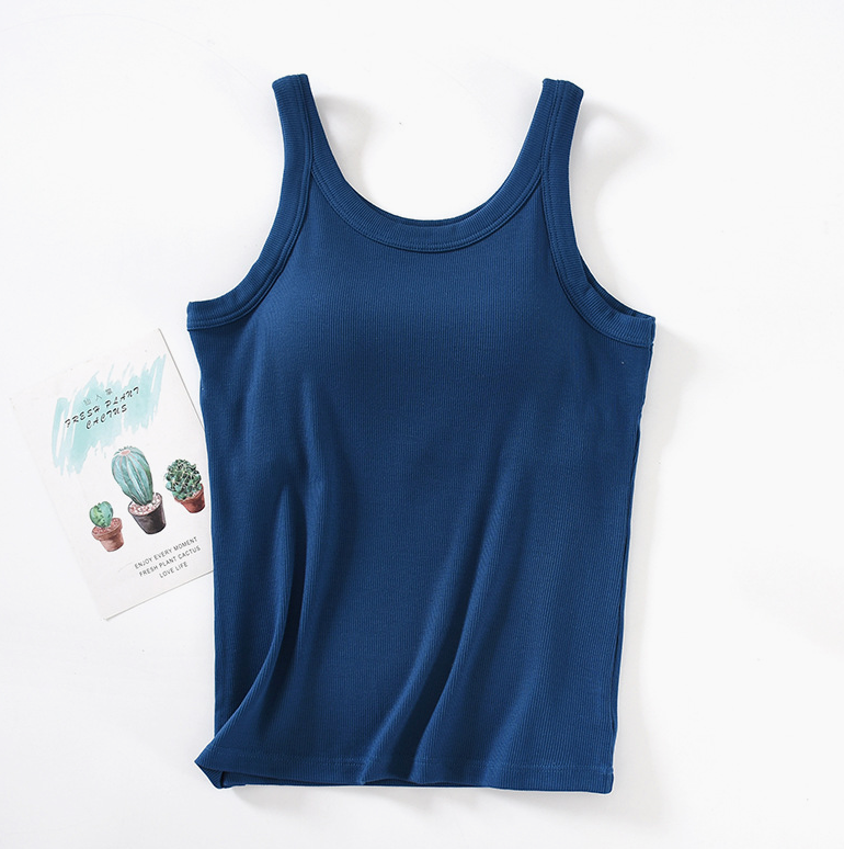 Athleisure Built-in Bra Rib Tank Top (7 COLORS)