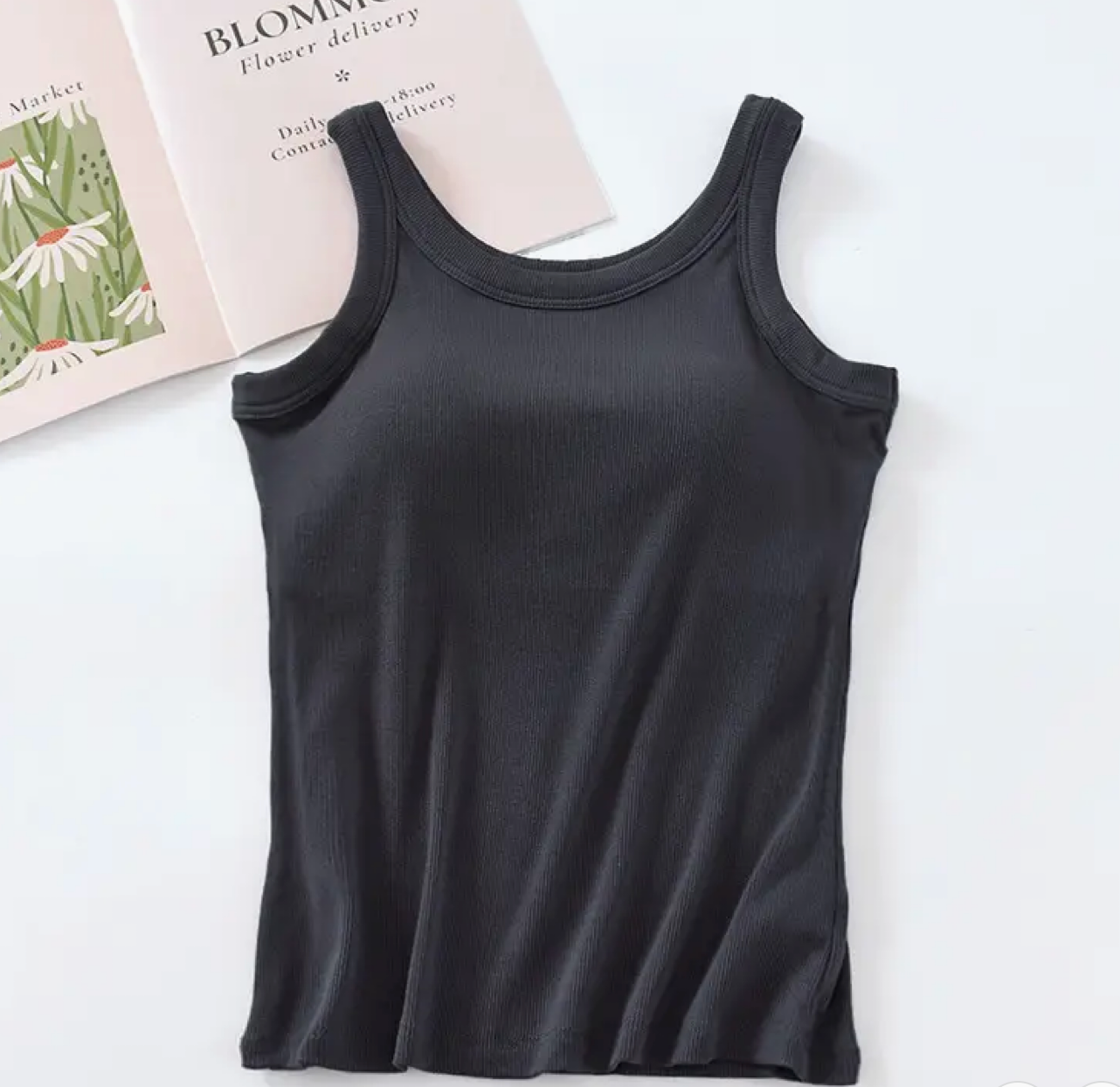 Athleisure Built-in Bra Rib Tank Top (7 COLORS)
