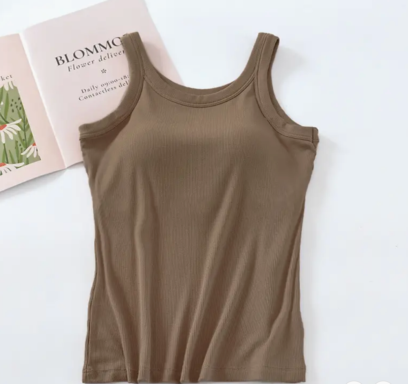 Athleisure Built-in Bra Rib Tank Top (7 COLORS)