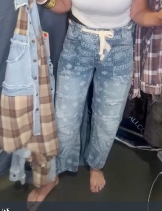 WASHED PAISLEY PATCH PRINT DENIM | OLI & HALI *NASHVILLE LIVE PREORDER