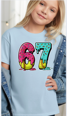 67 Softball Tshirt Youth/adult