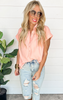 Sweet as Peaches Button Up Short Sleeve Top