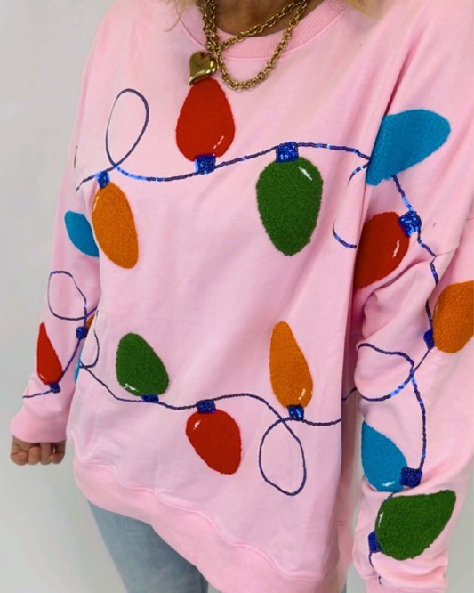 Embroidery & Sequins Lights Oversized Sweatshirt