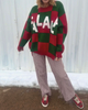 Fa La La Checkered Christmas Sweater