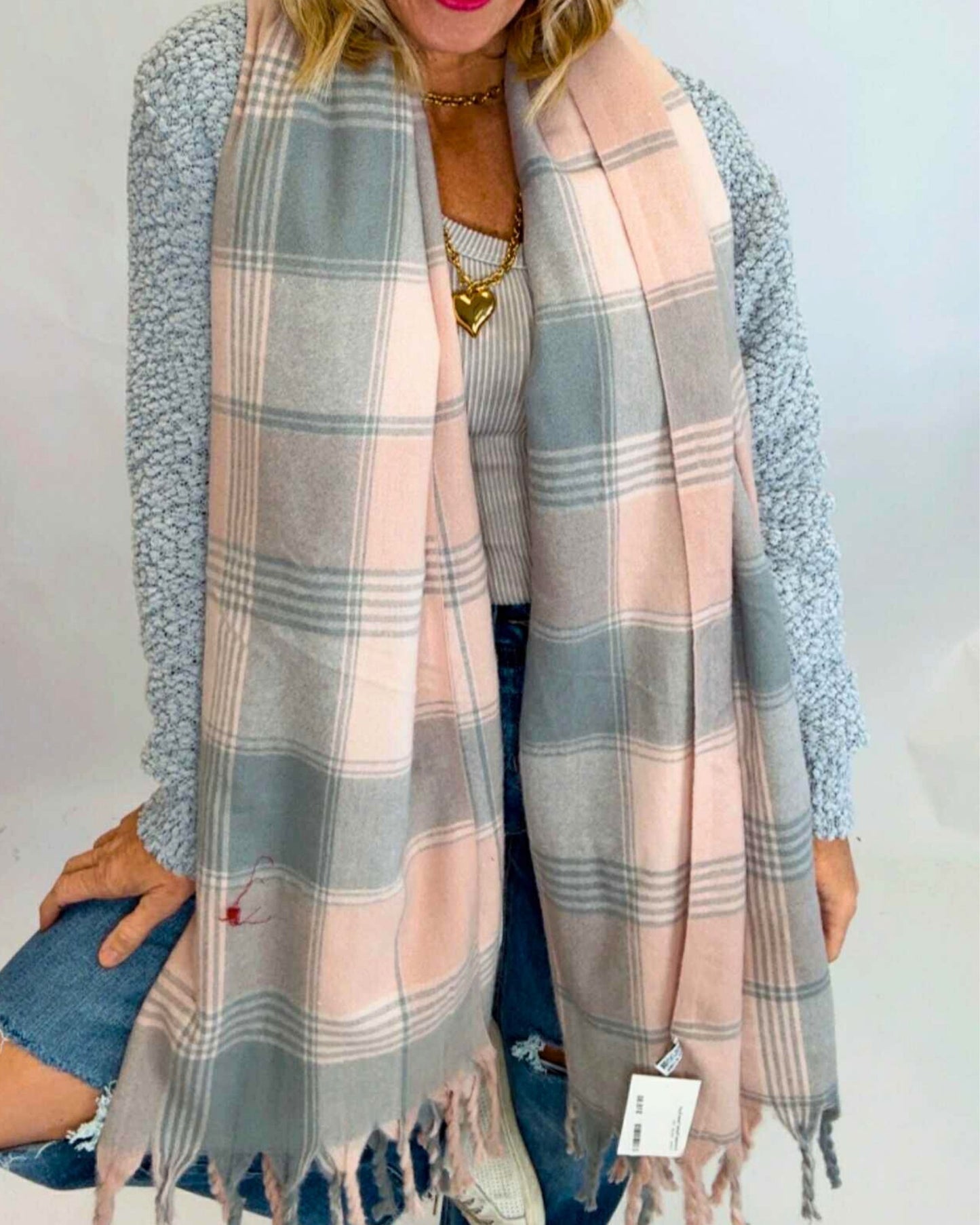Oversized Flannel Tassel Scarf - Final Sale