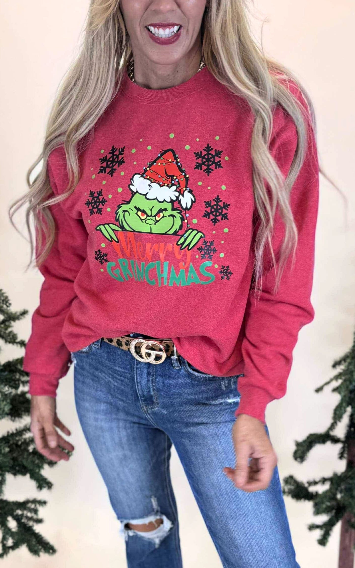 I see You Mean Green Guy Holiday Graphic Crewneck Sweatshirt