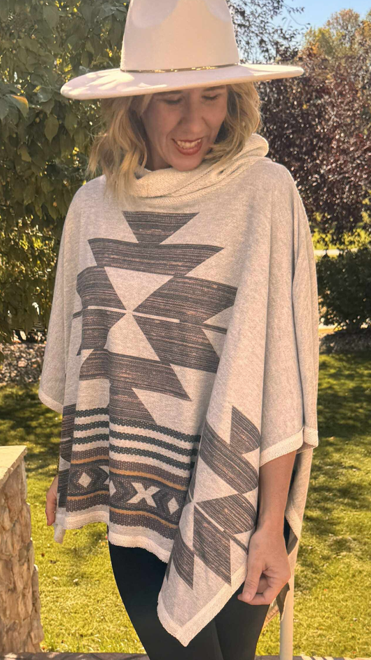 Aztec Turtle Neck Poncho