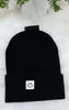 Black Smiley Face Patch Beanie