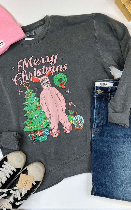 Merry Christmas Holiday Garment Dyed Sweatshirt | Comfort Colors