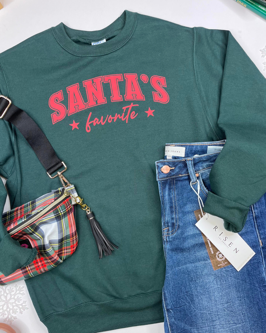 Santa's Favorite Crewneck Graphic Sweatshirt