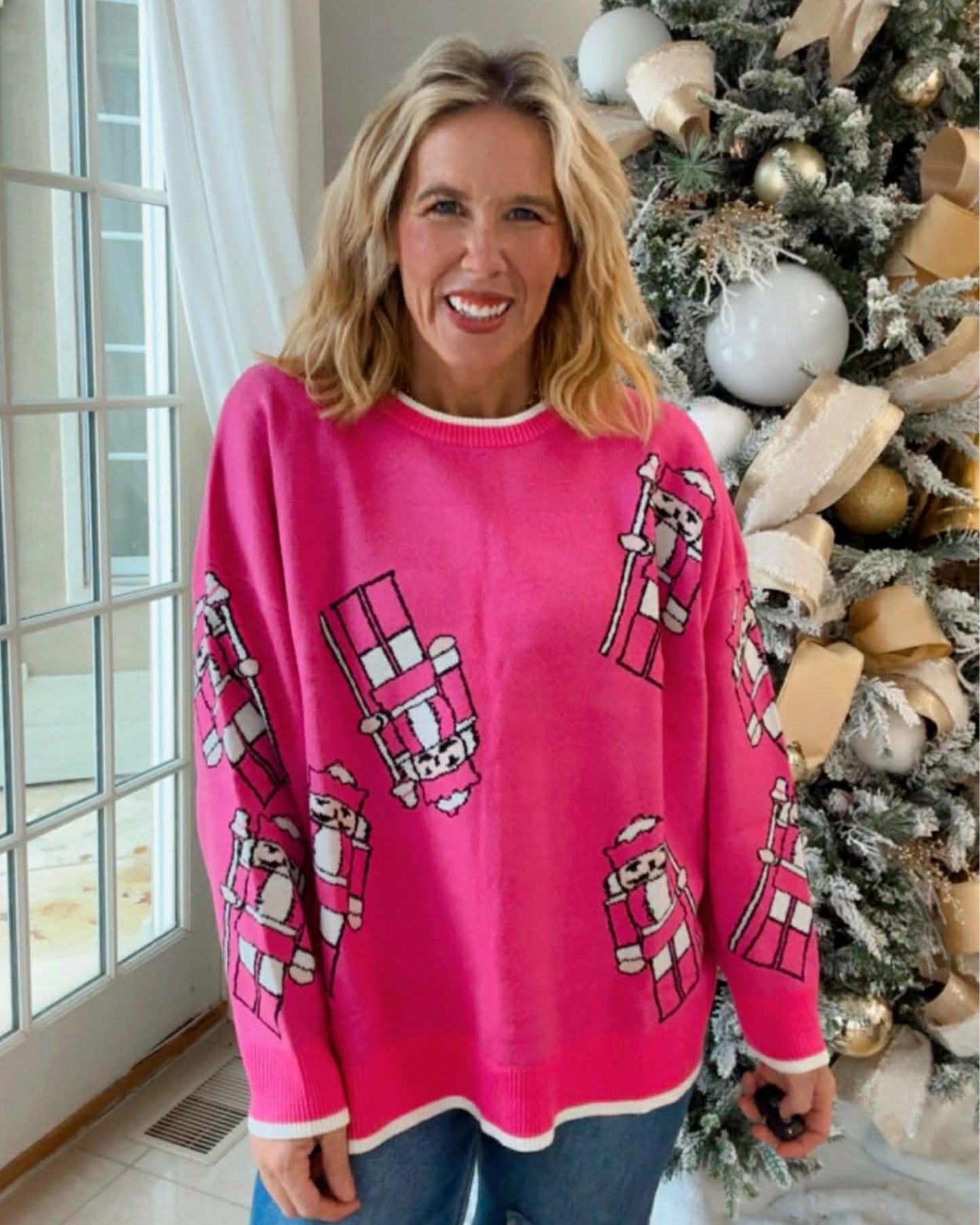 Nutcrackers & Edge Rib Line Detailed Sweater