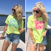 Neon Yellow It's Lake Time Garment Dyed Graphic T-shirt